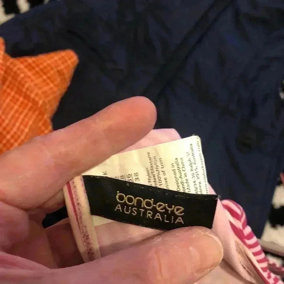 Bond-eye one piece bathing suit.  Pink and white pinstripe.  Size 6 - Picture 7 of 7